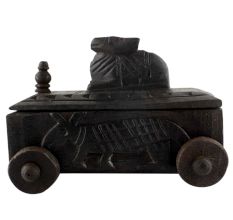 Handcrafted Old Nandi Wooden Box For Storage Indian Kitchenware