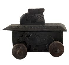 Handcrafted Old Nandi Wooden Box For Storage Spice Box