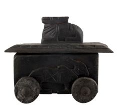 Handcrafted Old Nandi Wooden Box For Storage Spice Box