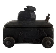 Vintage Handcrafted Old Nandi Wooden Spice Box South India Box