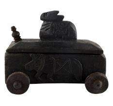 Vintage Handcrafted Old Nandi Wooden Spice Box South India Box