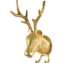 Brass Deer Or Elk Head with Antlers Wall Mount Two Hooks