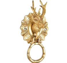 Handecor Brass Reindeer Head Door Knocker In Gold Finish