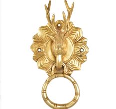 Handecor Brass Reindeer Head Door Knocker In Gold Finish