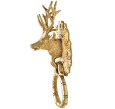 Handecor Brass Reindeer Head Door Knocker In Gold Finish