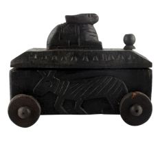Handcrafted Old Nandi Wooden Box For Storage Masala Dabba Spice Box