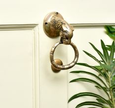 Handmade Tiger Head Brass Ring Door Knocker