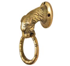 Handmade Tiger Head Brass Ring Door Knocker