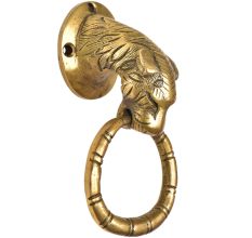 Handmade Tiger Head Brass Ring Door Knocker