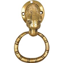 Handmade Tiger Head Brass Ring Door Knocker