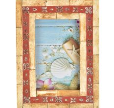 Wooden With Maroon Floral Border Photo Frame