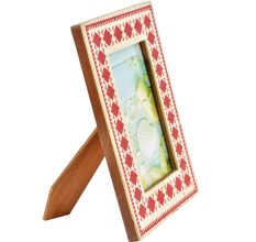 Orange Pattern On White Bone Photo Frame