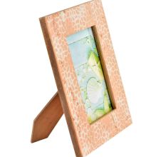 Handpainted Peach White Contemporary Design Photo Frame