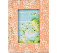 Handpainted Peach White Contemporary Design Photo Frame