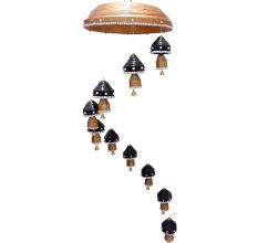 Wind Chime 10 Top 10 Double Bells Hanging In Black With Brass