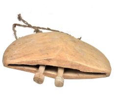 Rustic Handmade Wooden Cow Animal Bell And Two Clangers