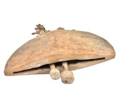 Tribal Rustic Wooden Bell With Two Clangers