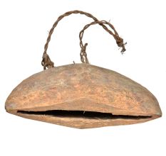 Old Tribal Handmade Wooden Bell With Rope