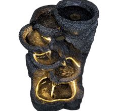 Water Fountain 5 Bowl Rock In Black