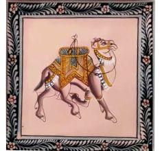 Handmade Greeting Card -Miniature painting of Camel on silk cloth