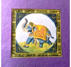 Handmade Miniature painting of Elephant on silk cloth
