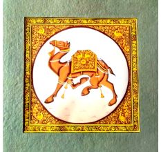 Handmade Miniature painting of Decorative Elephant on silk cloth