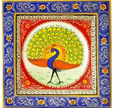 Handmade Miniature painting of Dancing Peacock Combo
