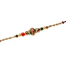 Red-White Meenakari Bead Rakhi