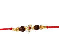 Auspicious Diamond Swastik Rakhi with Rudraksh