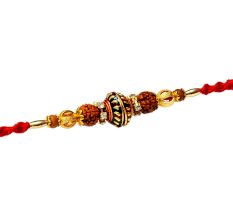 Traditional Meenakari Rakhi with Rudraksh