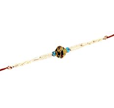 Beautiful Pearls with Meenakari Beads Rakhi