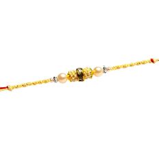 Handcrafted Rakhi with Pearls and Diamonds Beads