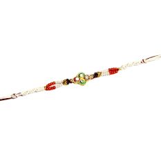 Traditional Meenakari with Pearls Rakhi