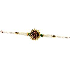 Meenakari OM Rakhi with Pearls