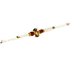 Unique Rakhi with Pearls and Red Beads