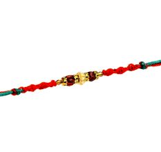 Desinger Red Beads Rakhi with Beautiful Pearl Ring