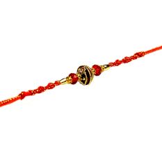 Red Rakhi with Meenakari and Red Crystal Beads