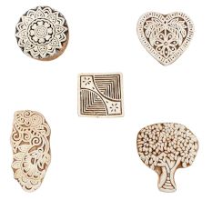 Set of 5 Piece New Wooden Printing Block