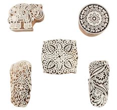 Set of 5 Piece New Wooden Printing Block