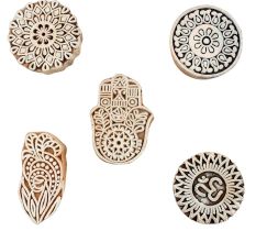 Set of 5 Piece New Wooden Printing Block