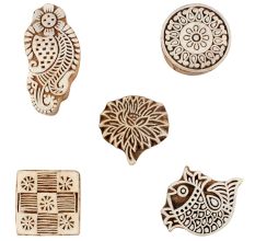 Set of 5 Piece New Wooden Printing Block