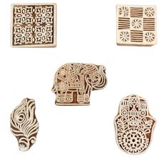 Set of 5 Piece New Wooden Printing Block