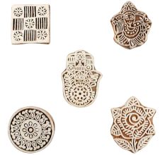 Set of 5 Piece New Wooden Printing Block