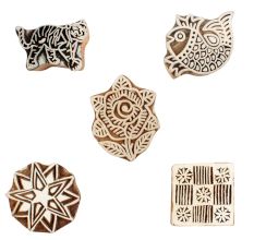 Set of 5 Piece New Wooden Printing Block