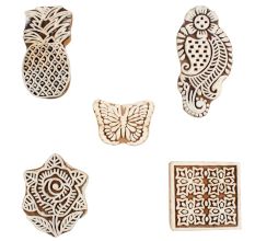 Set of 5 Piece New Wooden Printing Block