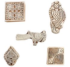 Set of 5 Piece New Wooden Printing Block