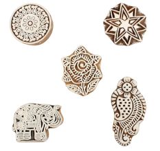 Set of 5 Piece New Wooden Printing Block