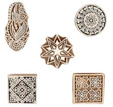 Set of 5 Piece New Wooden Printing Block