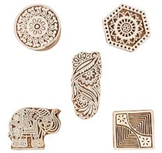 Set of 5 Piece New Wooden Printing Block
