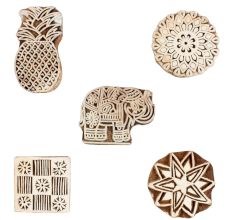 Set of 5 Piece New Wooden Printing Block